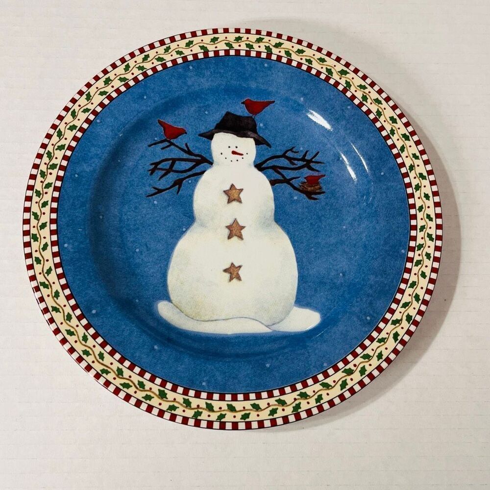 Debbie Mumm Snowman Salad Plate By Sakura   8 1/4 “